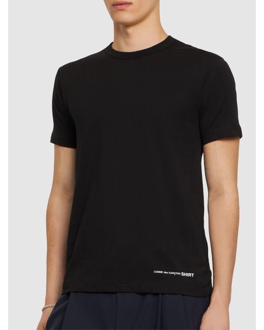 Camiseta de algodón con logo estampado Comme des Garçons de hombre de color Black