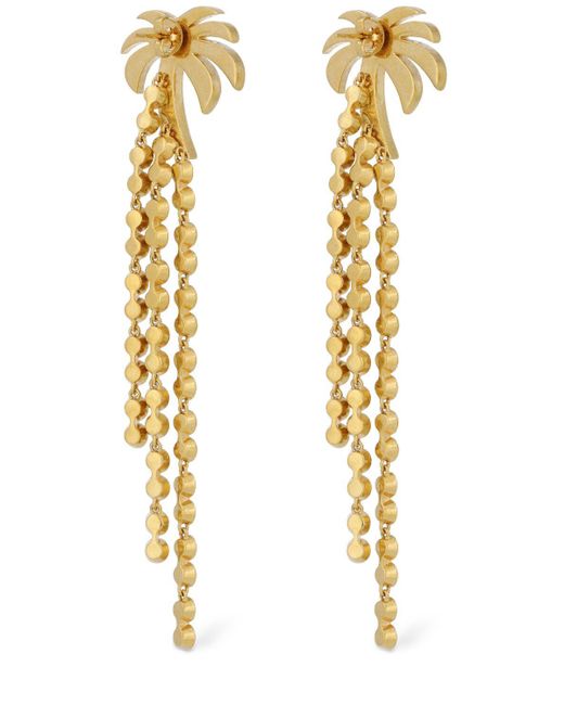 Palm Angels Metallic Palm Pendant Brass & Glass Earrings