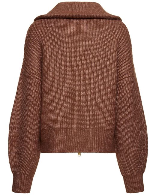 Varley Brown Putney Knit Zip-Up Sweater