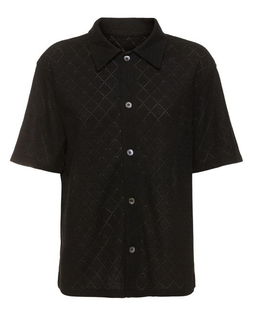 DUNST Black Crochet Short Sleeve Shirt