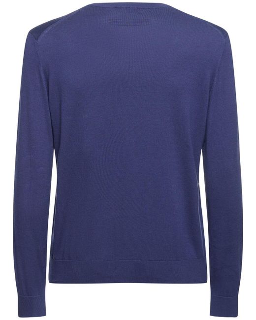 Zegna Blue Cotton Crewneck Sweater for men