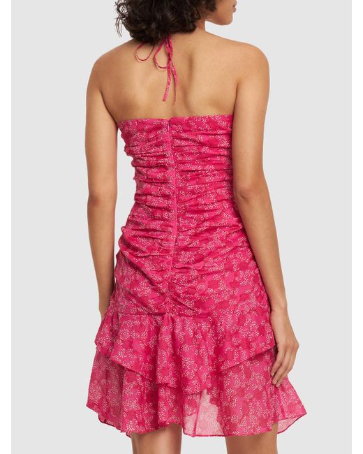Isabel Marant Pink Ilanka Floral Cotton Mini Halter Dress