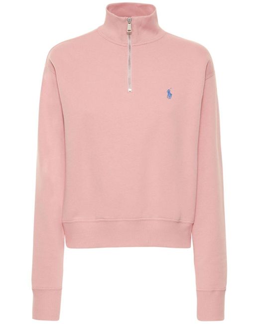 Sudadera De Jersey Con Media Cremallera Polo Ralph Lauren de color Rosa |  Lyst