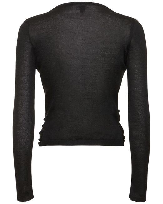 Giambattista Valli Black Cashmere & Silk Knit Long Sleeve Top