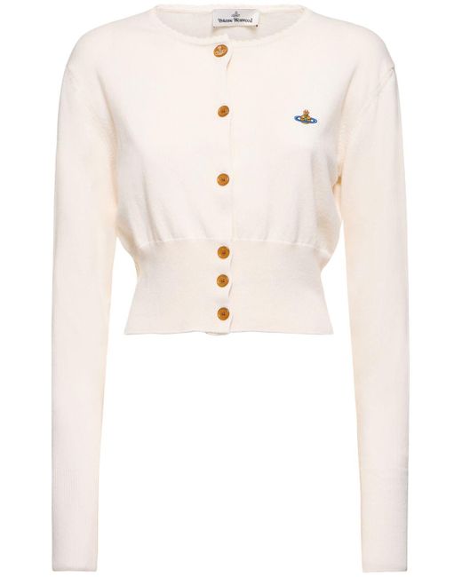 Vivienne Westwood Natural Bea Logo Cotton & Cashmere Crop Cardigan