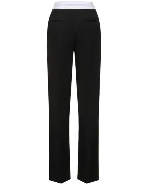Pantalon en laine plissée taille haute Alexander Wang en coloris Black