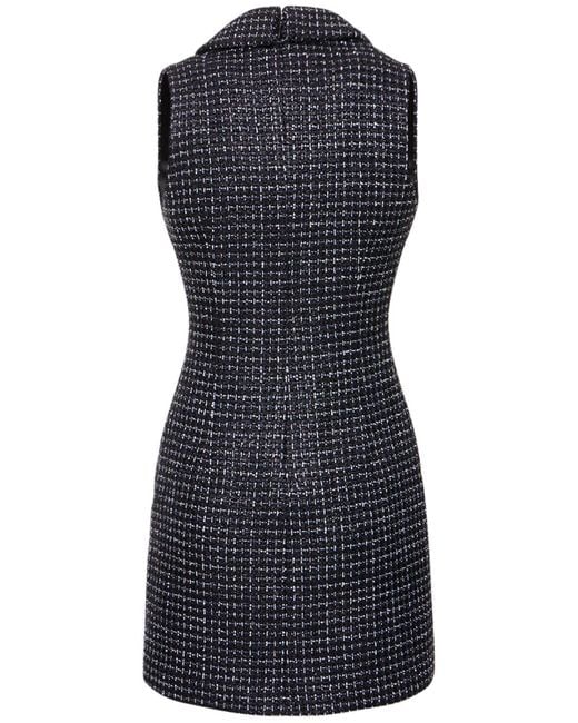 Alessandra Rich Black Sequined Tweed Sleeveless Mini Dress