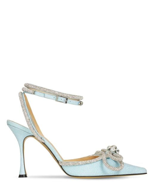 Mach & Mach 100mm Double Bow Glittered Pumps in Blue | Lyst