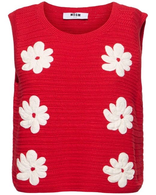 Mujer Top De Punto De Algodón MSGM de color Red