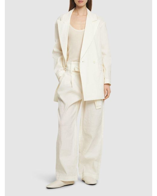 Issey Miyake White Satin Double Breasted Jacket