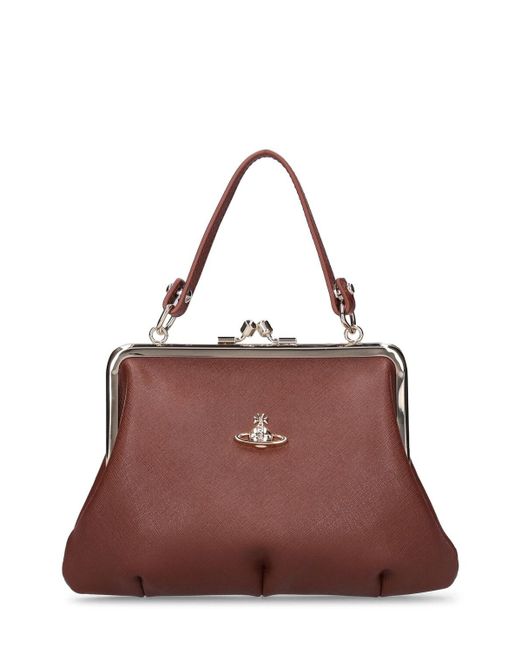 Vivienne Westwood Brown Granny Frame Saffiano Leather Bag