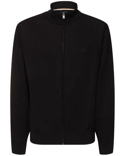 Hombre Sudadera De Algodón Con Cremallera Boss de hombre de color Black
