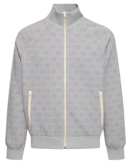 Gucci Gray gg Details Nylon Zip-up Jacket for men