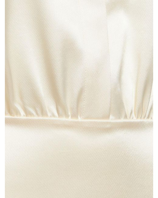 Mach & Mach White Karma Flower Satin Mini Shirt Dress