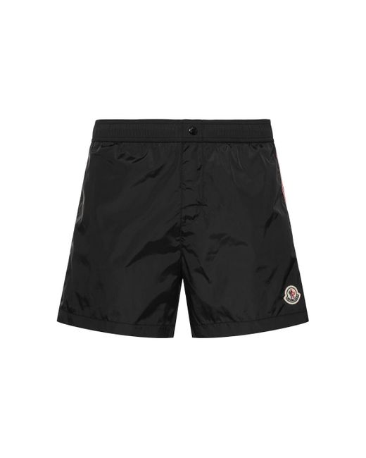 Moncler Black Logo Nylon Swim Shorts for men