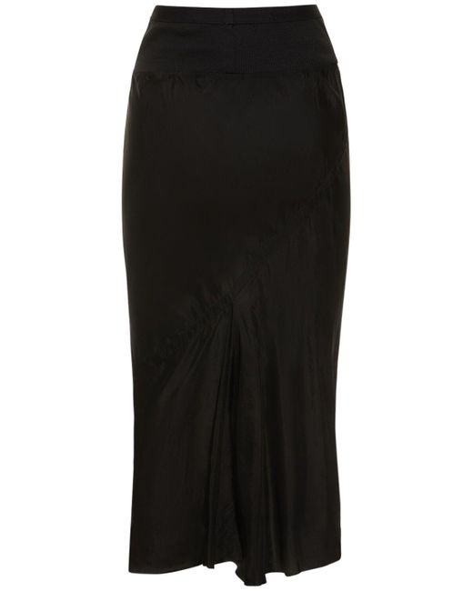 Rick Owens Black Bias Japonette Cupro Midi Skirt