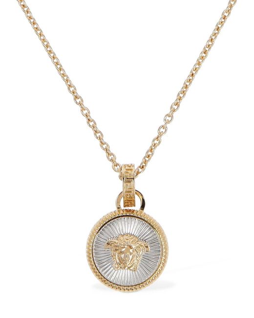 Versace Metallic Medusa Coin Charm Necklace