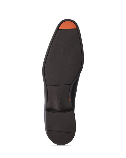 Santoni Black Blooming Leather Loafers for men