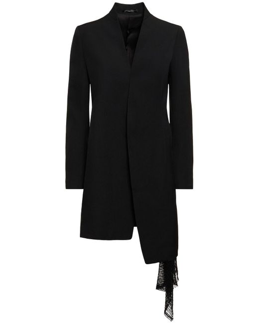 Yohji Yamamoto Black Asymmetric Wool Gabardine Jacket