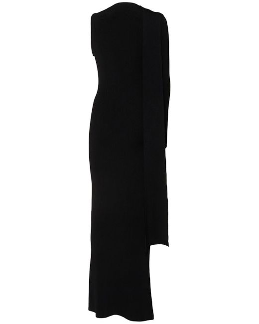 David Koma Black Asymmetric Knitted Dress