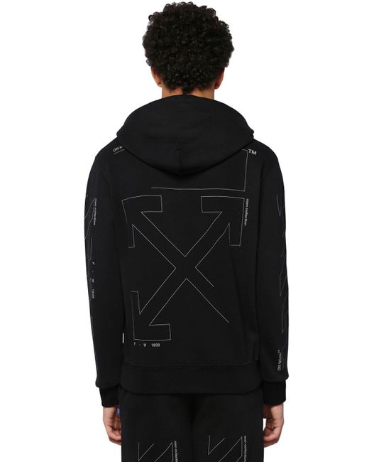 Off-White c/o Virgil Abloh Unfinished Print Cotton Jersey Hoodie in Black  for Men | Lyst