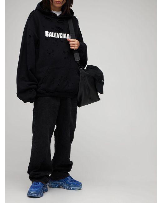Balenciaga Hoodie Aus Baumwolle Mit Logodruck in Schwarz für Herren | Lyst  AT