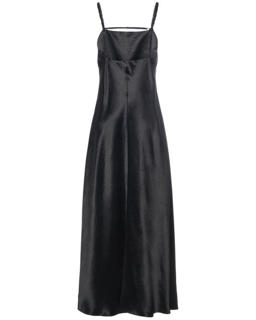 Max Mara Black Baden Satin Sleeveless Flared Midi Dress