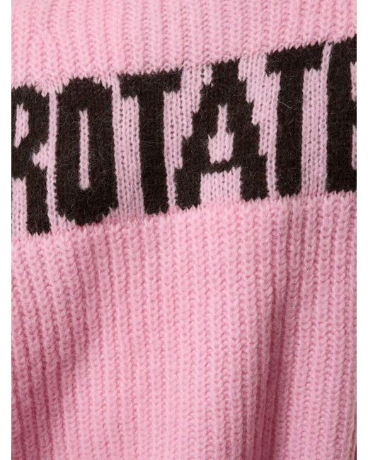 ROTATE BIRGER CHRISTENSEN Pink Logo Oversize Wool Blend Knit Sweater