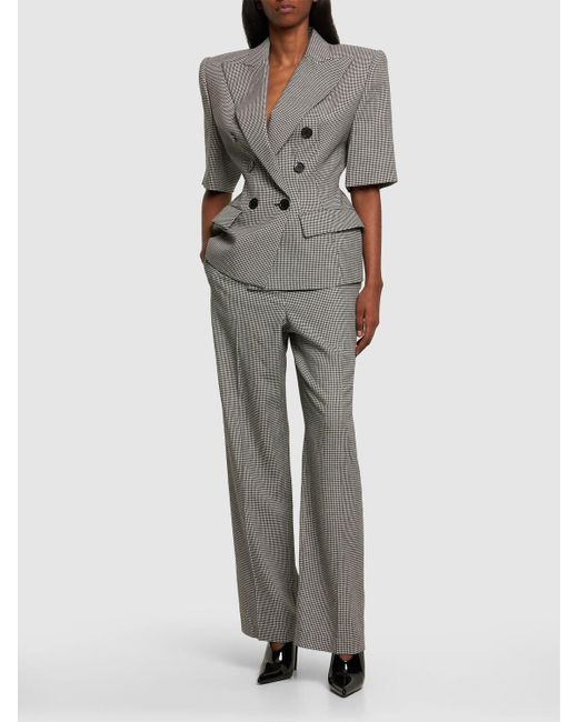 Alexandre Vauthier Gray Wool Blend Check Wide Pants