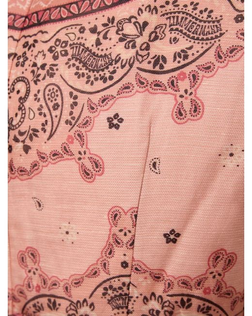 Robe courte en lin matchmaker Zimmermann en coloris Pink