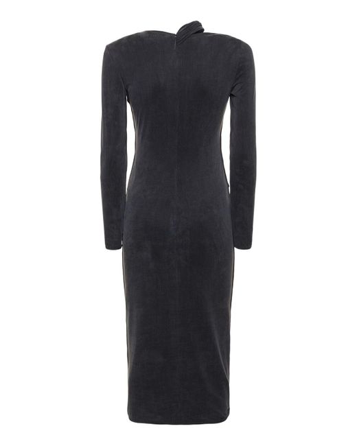Giorgio Armani Black Stretch Jersey Long Sleeve Midi Dress