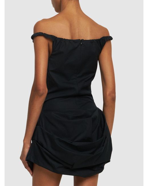 Magda Butrym Black Cotton Off-the-shoulder Mini Dress