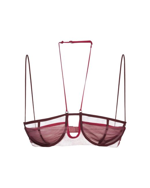 Nensi Dojaka Triple Petal Tulle Halter Bra in Pink (White) Lyst