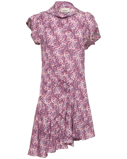 Isabel Marant Purple Viona Printed Silk Blend Mini Dress