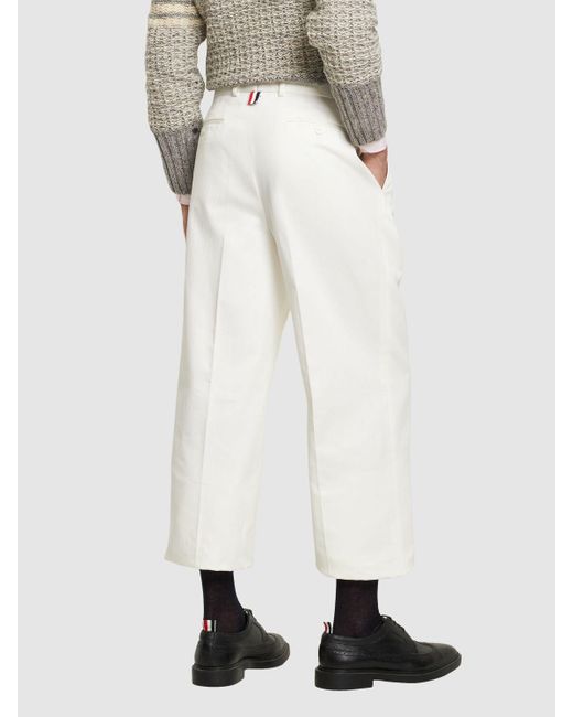 Pantalon taille basse en coton avec ceinture Thom Browne pour homme en coloris White