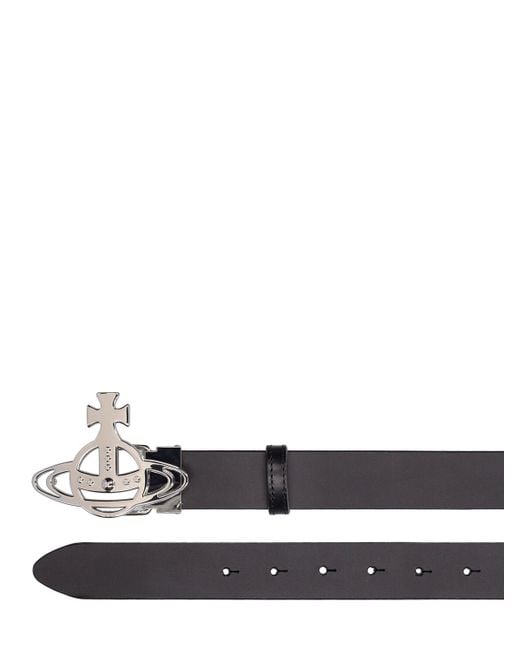 Cinturón de piel con logo 3cm Vivienne Westwood de hombre de color White