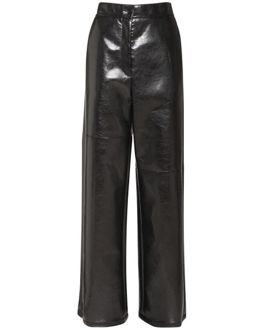 MM6 by Maison Martin Margiela Faux Patent Leather Wide Leg Pants in ...