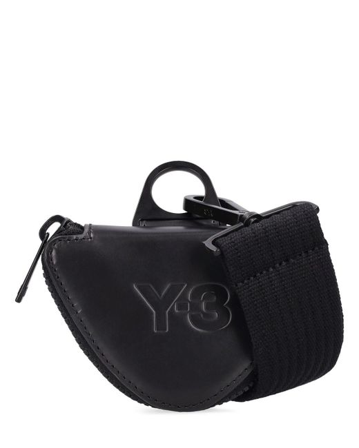 Y-3 Black Leather Lanyard Bag for men