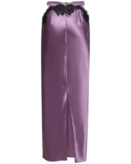 Jupe longue ajourée en soie et dentelle Fleur du Mal en coloris Purple