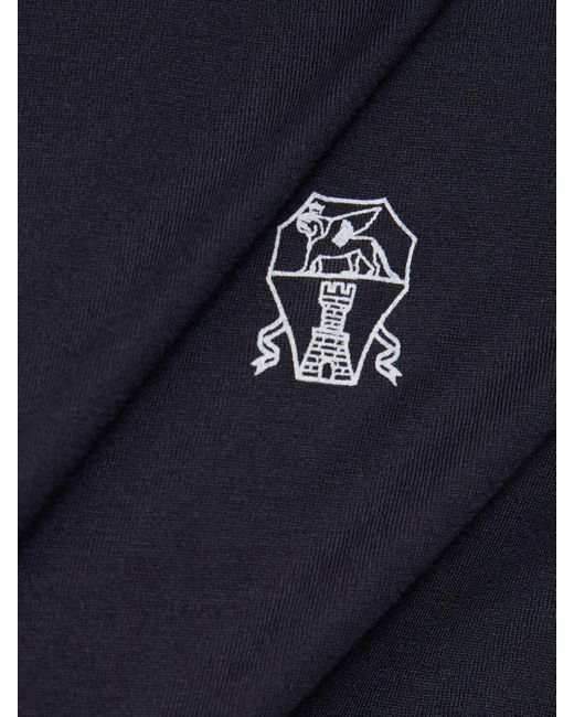 Brunello Cucinelli Blue Logo Cotton Jersey T-Shirt for men