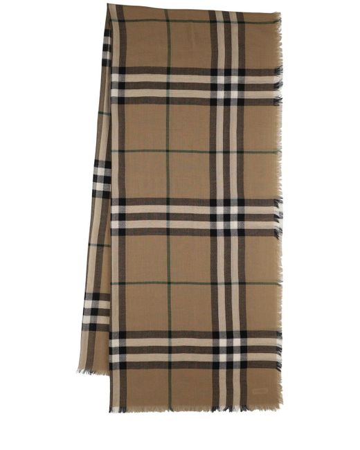 Burberry Natural Giant Check Wool Scarf