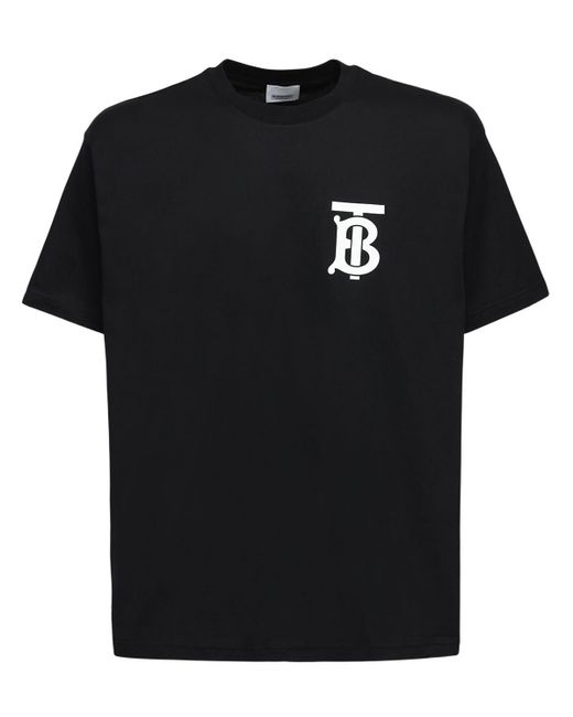 Burberry Black Tb Logo Print Cotton Jersey T-shirt for men