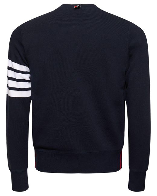 Thom Browne Blue Cotton Jersey Logo Sweatshirt for men