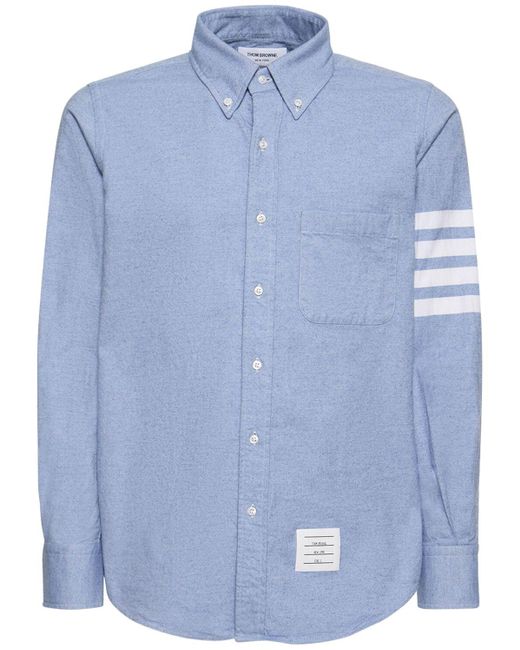 メンズ Thom Browne 4 Bar コットンシャツ Blue