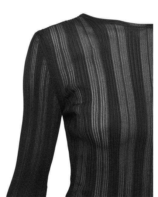 Haut manches longues en viscose ultra-fine Saint Laurent en coloris Black