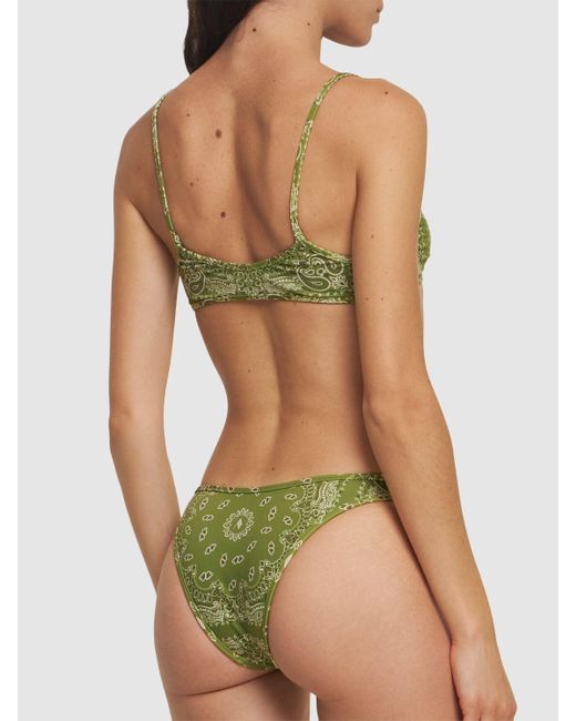 The Attico Green Bandana Print Lycra Bikini
