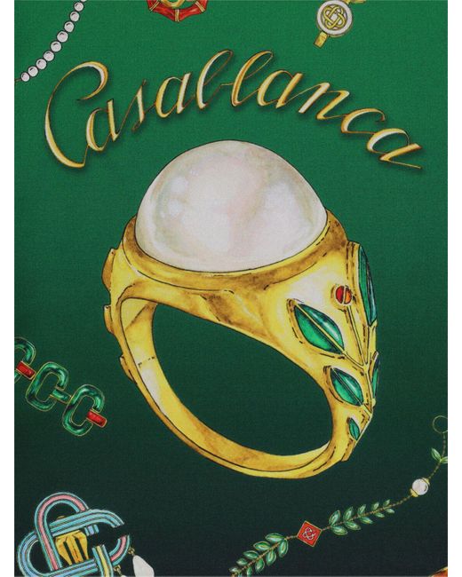 Casablancabrand Green La Boite A Bijoux Print Silk Scarf for men
