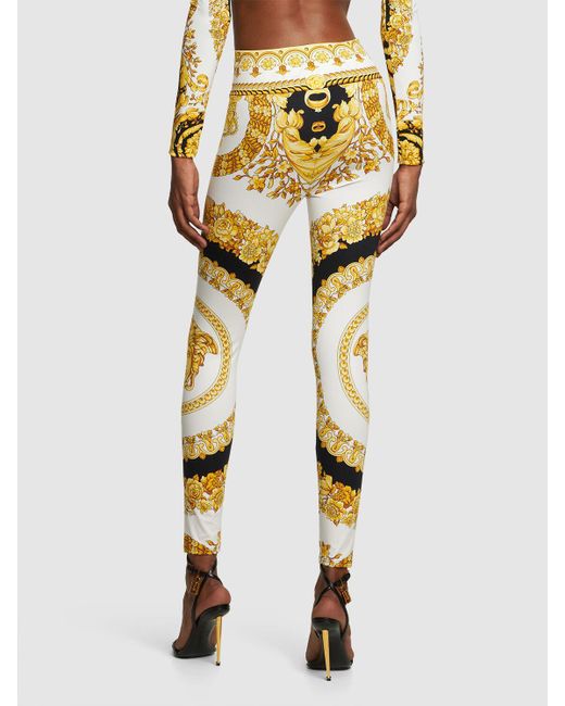 Versace Metallic Barocco Printed Jersey leggings