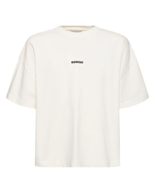 Bonsai White Logo Print Oversize Cotton T-shirt for men