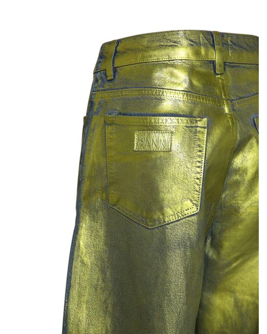 Ganni Green Foil Coated Denim Jeans